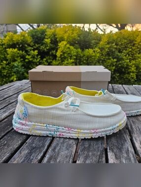 Hey Dude Women's White & Multi-colored Slip-On Shoe